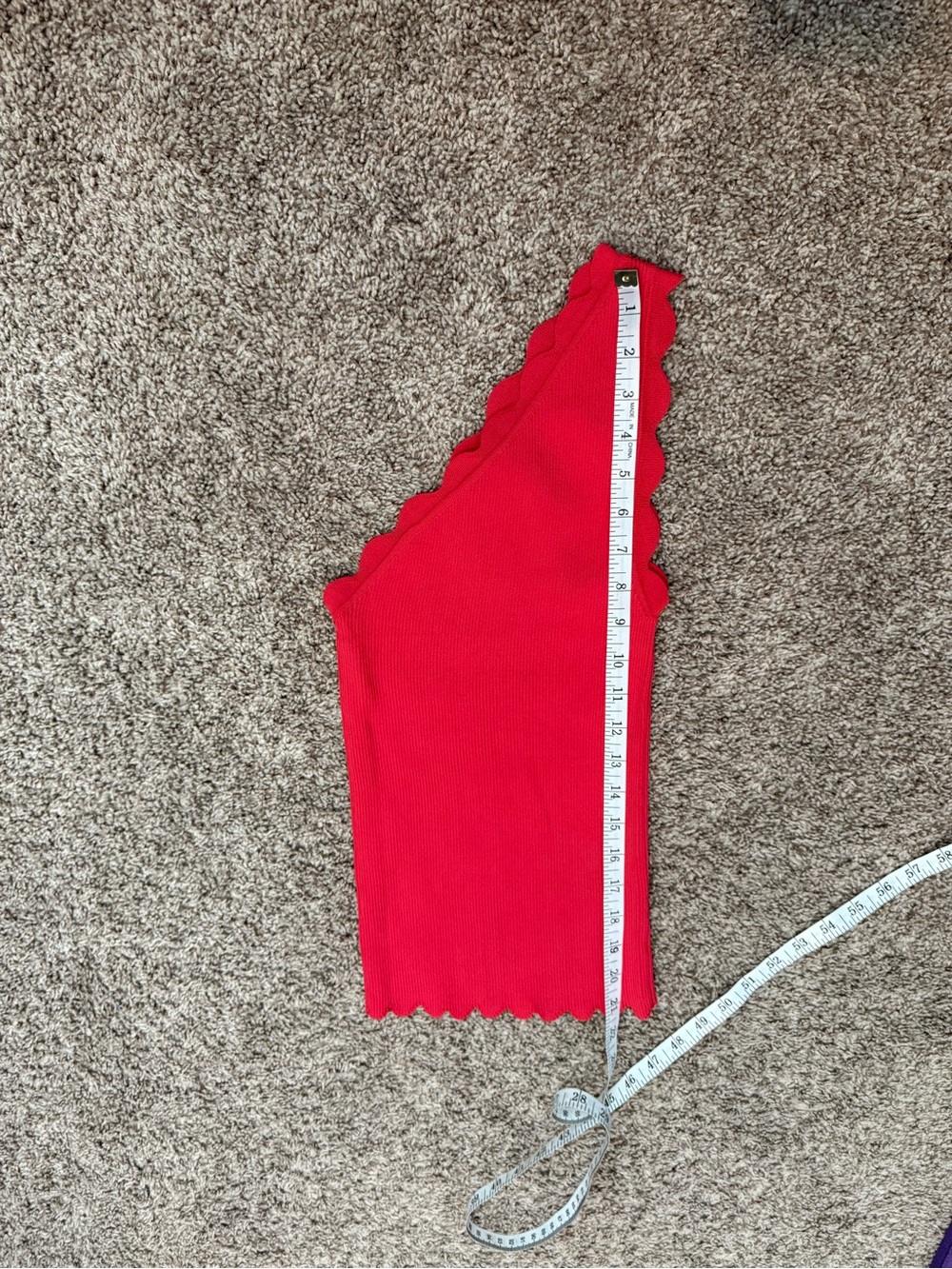 entro One-Shoulder Ribbed Tank Top - Light Red - Picture 9 of 9